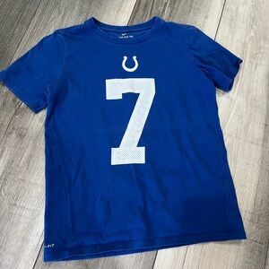 Nike Indianapolis Colts Blue Kids Short Sleeve Tee with White Number 7.
